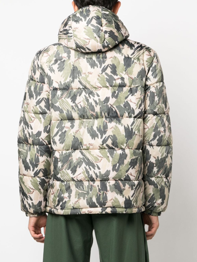 Ps By Paul Smith Abstract-print Padded Jacket In Green