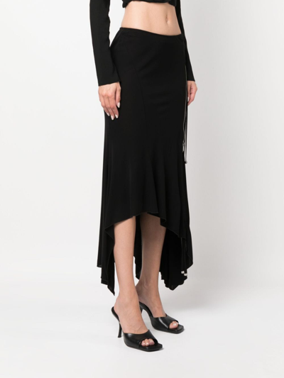 Shop Blumarine Side-slit Draped Midi Skirt In Black