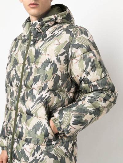 Ps By Paul Smith Abstract-print Padded Jacket In Green