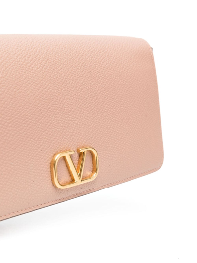 Shop Valentino Vlogo Signature Leather Crossbody Bag In Pink