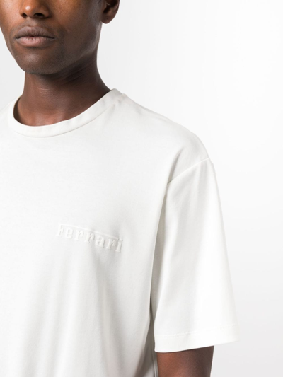 Shop Ferrari Embossed-logo Cotton T-shirt In White