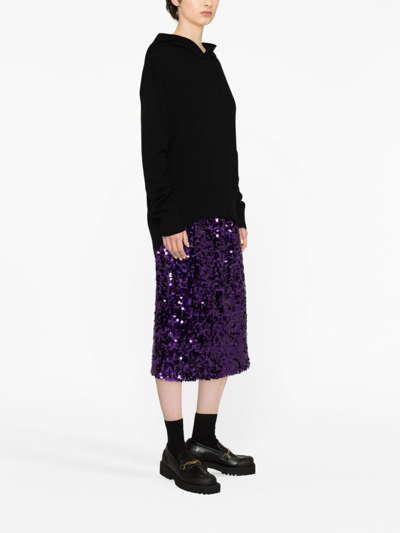 Shop Plan C Sequin-embellished Midi Skirt In Purple