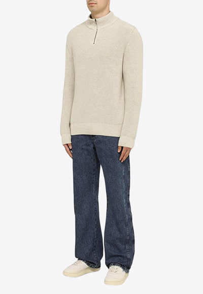 Apc High Neck Cotton Turtleneck Sweater In Beige