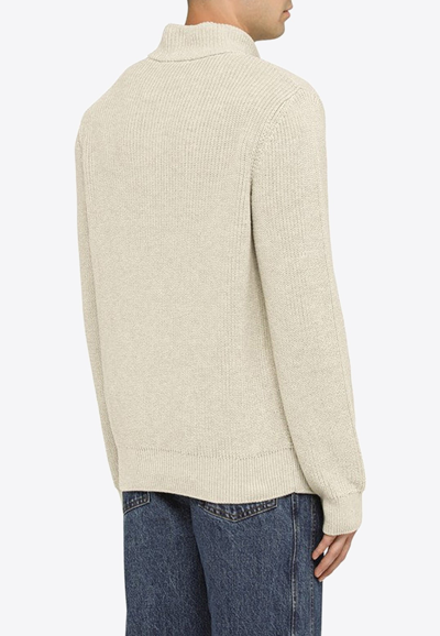 Apc High Neck Cotton Turtleneck Sweater In Beige