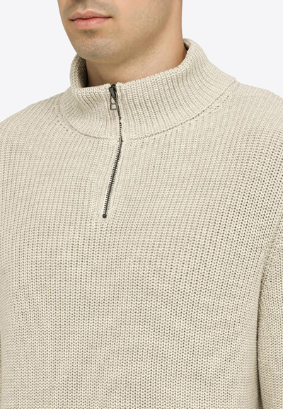 Apc High Neck Cotton Turtleneck Sweater In Beige