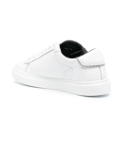 Shop Fabiana Filippi Optical White Calf Leather Sneakers In Bianco