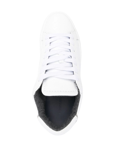 Shop Fabiana Filippi Optical White Calf Leather Sneakers In Bianco
