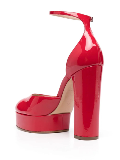 Shop Casadei Red Calf Leather Platform Pumps In Rosso
