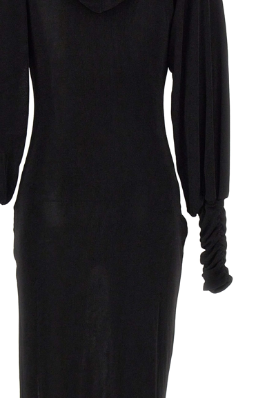 Shop Rotate Birger Christensen Slinky Maxi Hoodie Dress In Black