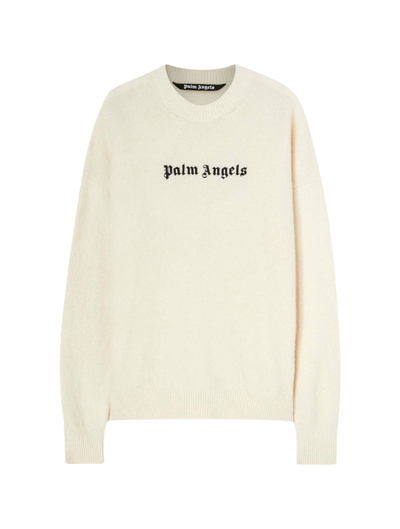 Shop Palm Angels Classic Logo Sweater White Black