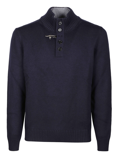 Shop Fay Turtleneck Sweater In Blu Navy/platino