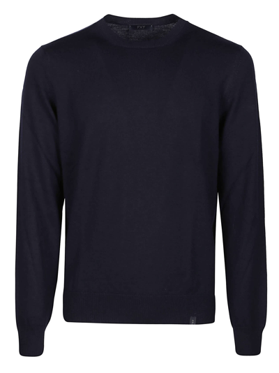 Shop Fay Round Neck Sweater In Blu Navy