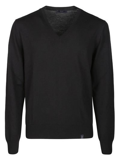Shop Fay V-neck Sweater In Nero
