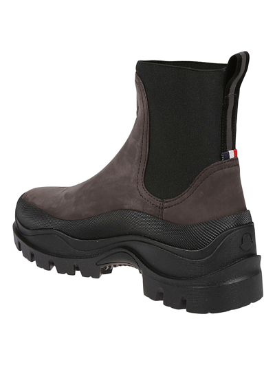 Shop Moncler Larue Chelsea Ankle Boots In Marrone Polvere