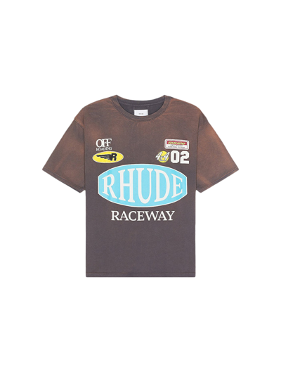 Shop Rhude Raceway Tee In Vintage Grey
