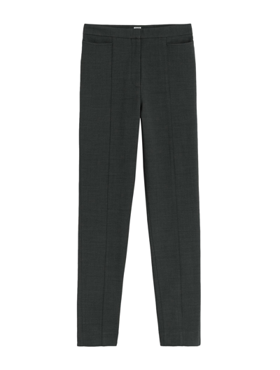 Shop Totême Slim Crepe Suit Trousers In Charcoal Melange