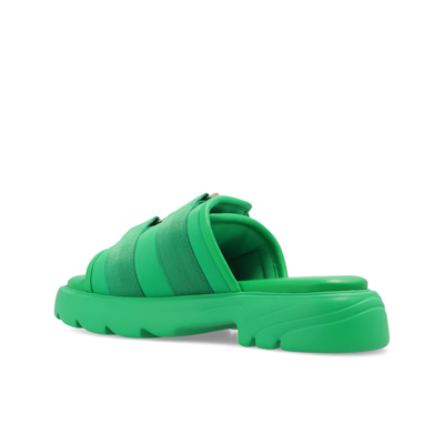 Shop Bottega Veneta Flash Slides In Green