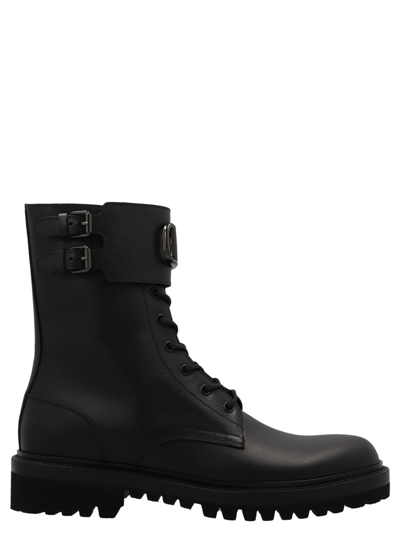 Shop Valentino Combat V Logo Ankle Boots In Black