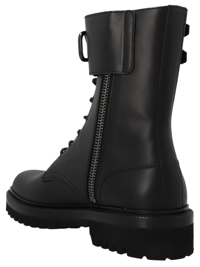 Shop Valentino Combat V Logo Ankle Boots In Black