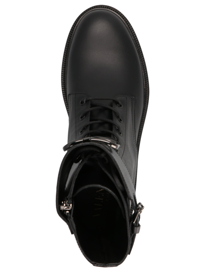 Shop Valentino Combat V Logo Ankle Boots In Black
