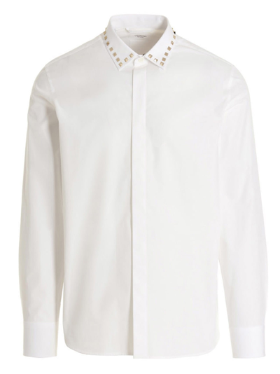 Shop Valentino Camicia  Borchie Su Collo In White