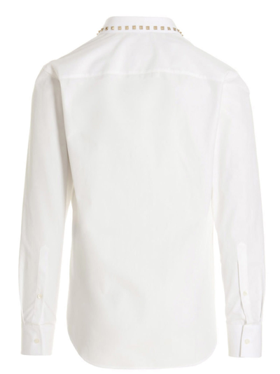 Shop Valentino Camicia  Borchie Su Collo In White