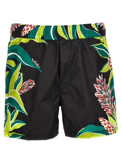 Shop Valentino Floral Printed Swimming Trunks In Multicolor