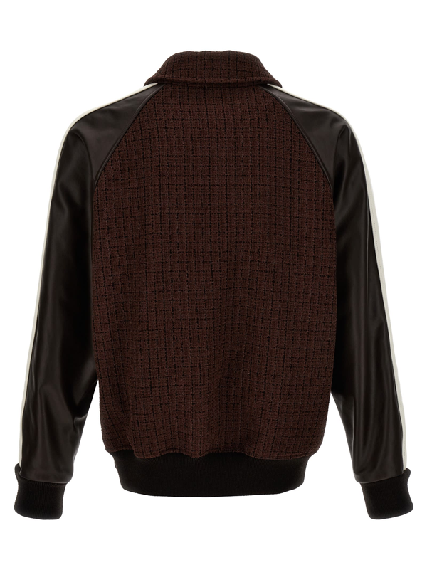 Valentino Garavani tweed-panel bomber jacket - Brown