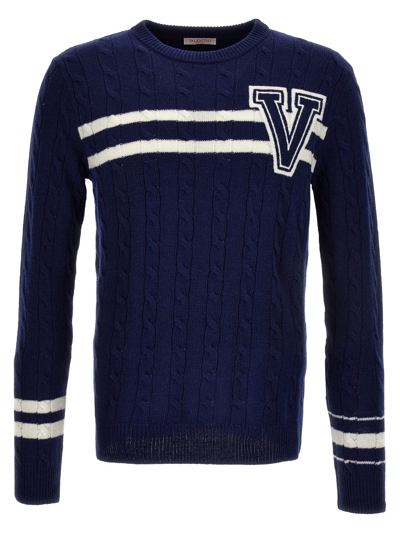 Shop Valentino Vlogo Sweater In Blue