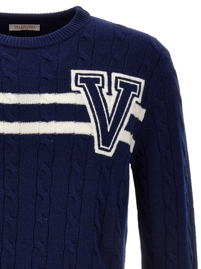 Shop Valentino Vlogo Sweater In Blue
