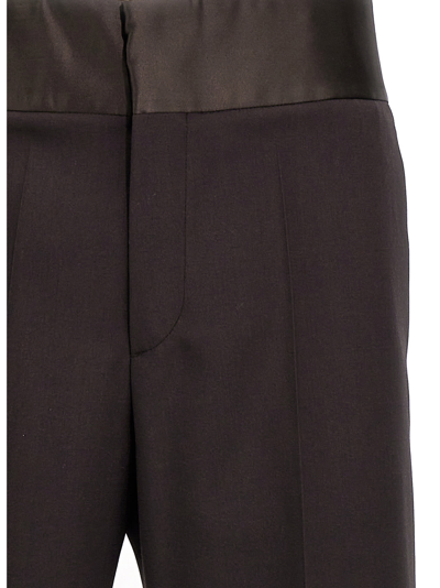 Shop Valentino Wool Silk Band Pants In Brown