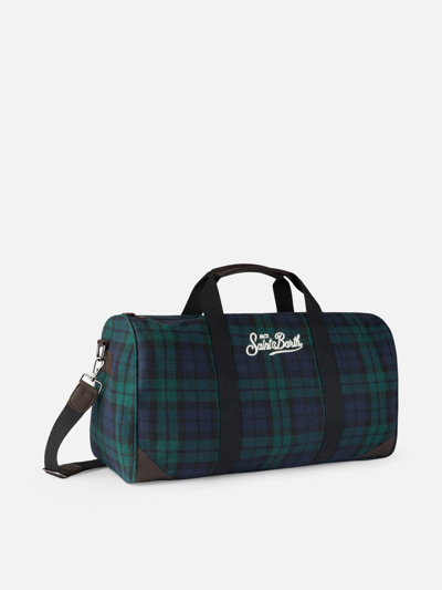 Shop Mc2 Saint Barth Travel Bag With Tartan Print