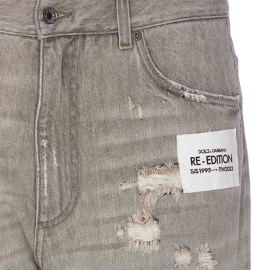 Shop Dolce & Gabbana Oversize Jeans In Grey