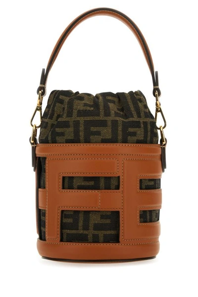 Shop Fendi Woman Embroidered Canvas And Leather Mini Mon Tresor Bucket Bag In Multicolor