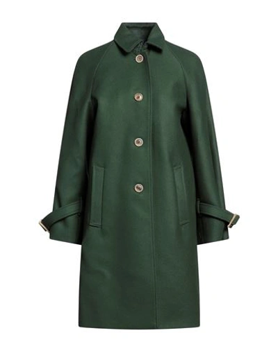 Shop Semicouture Woman Coat Dark Green Size 8 Virgin Wool, Polyamide, Polyester