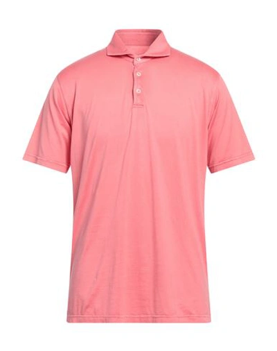 Shop Fedeli Man Polo Shirt Salmon Pink Size 44 Cotton