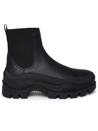 Shop Moncler Man  Larue Black Waterproof Leather Chelsea Boots