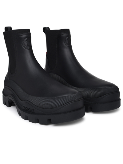 Shop Moncler Man  Larue Black Waterproof Leather Chelsea Boots