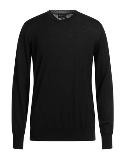 Emporio Armani Man Sweater Black Size L Virgin Wool In Black