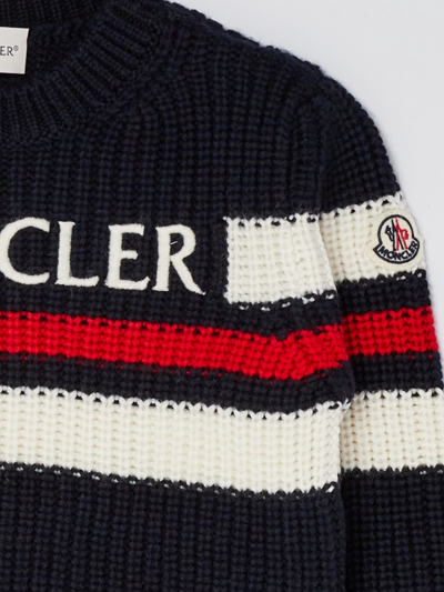 Shop Moncler Wool Crewneck Sweater Sweater In Navy