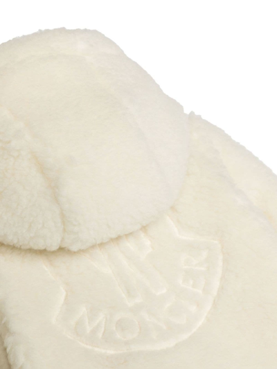 Shop Moncler White Wool Blend Hoodie Jacket In Bianco