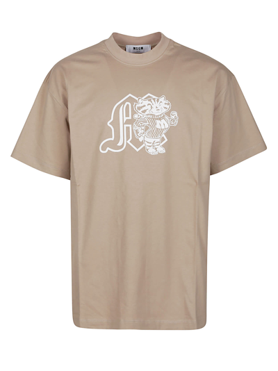 Shop Msgm T-shirt In Beige