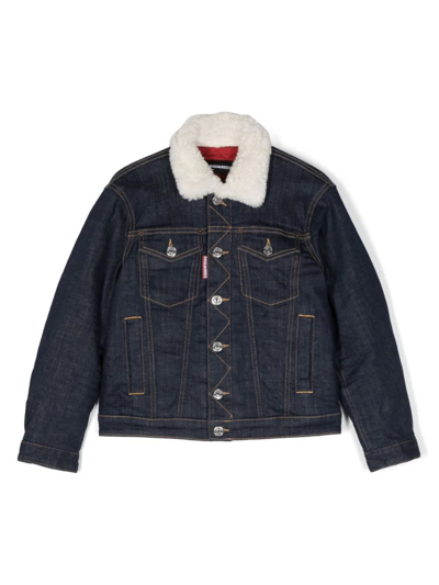Shop Dsquared2 Denim Jacket With Print In Blue