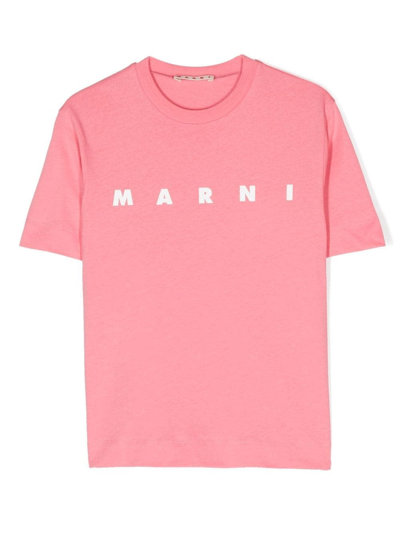Shop Marni T-shirt Con Stampa In Pink