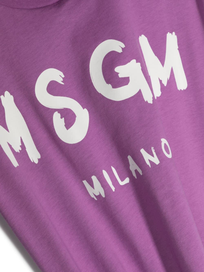 Shop Msgm Logo T-shirt In Violet