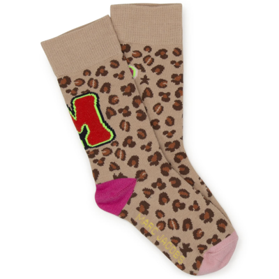 Shop Marc Jacobs Socks With Print In Beige