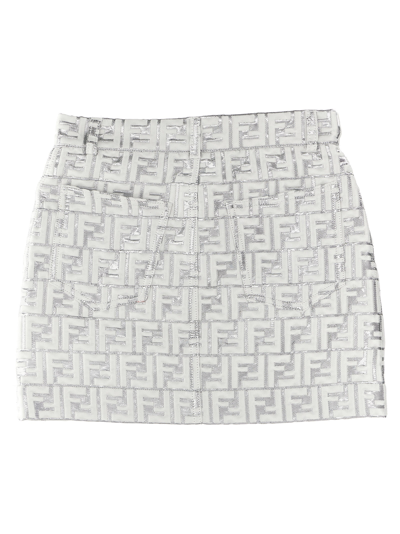 Shop Fendi All Over Logo Skirt In Silver