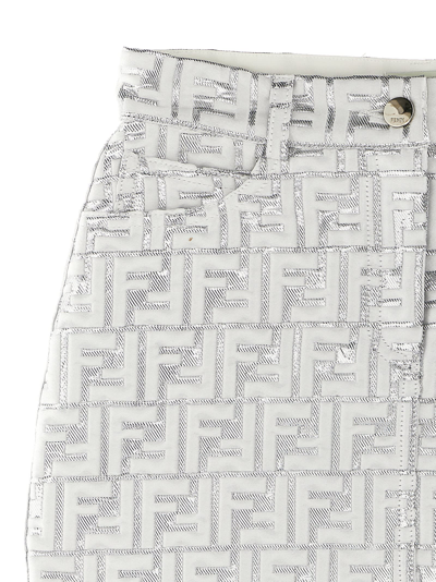 Shop Fendi All Over Logo Skirt In Silver
