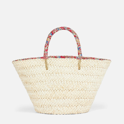 Shop Mc2 Saint Barth Woman Small Straw Bag With Embroidery In Red