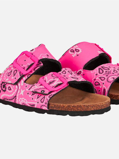 Shop Mc2 Saint Barth Woman Sandals With Pink Bandanna Print